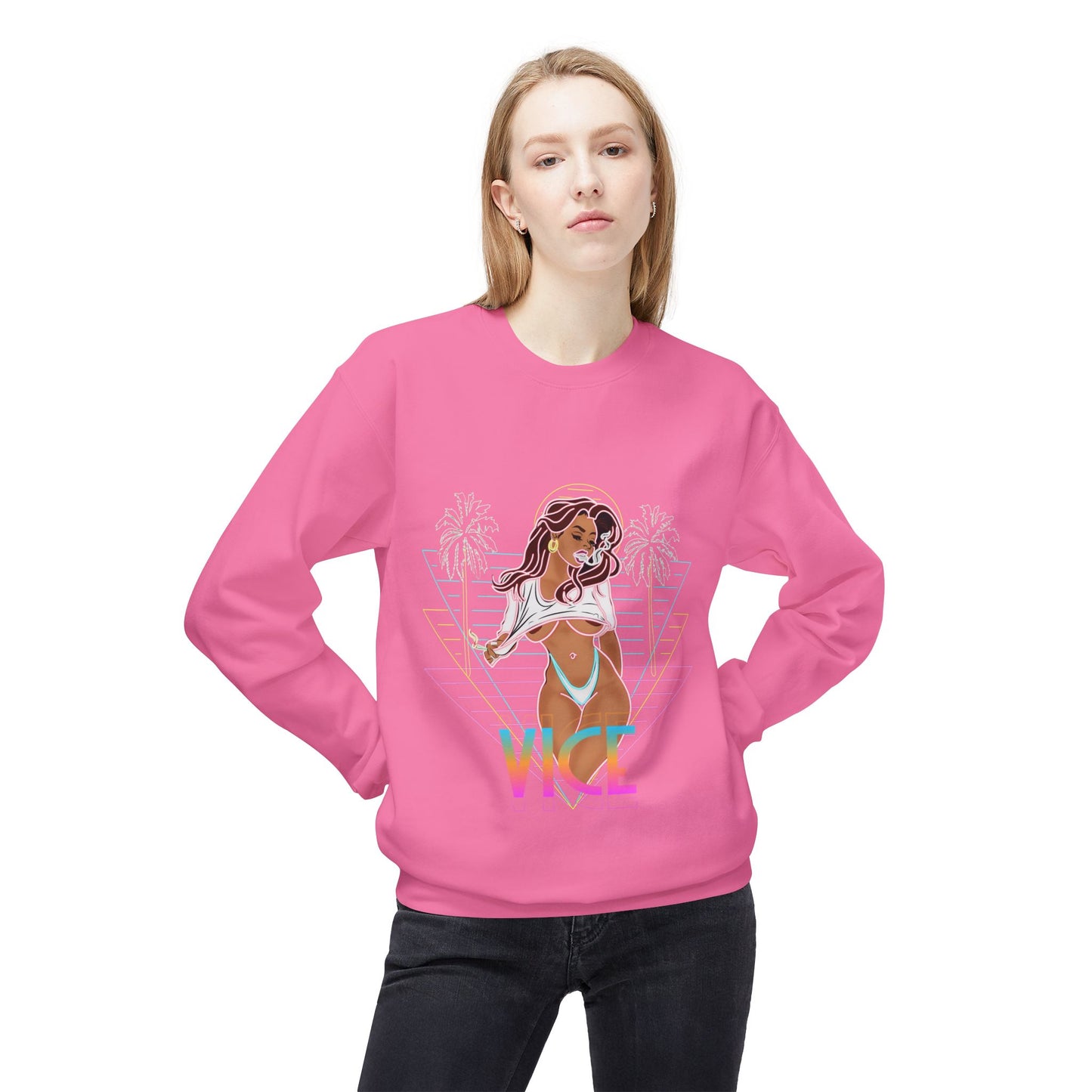 VVS Neon Vice  Unisex Fleece Crewneck Sweatshirt