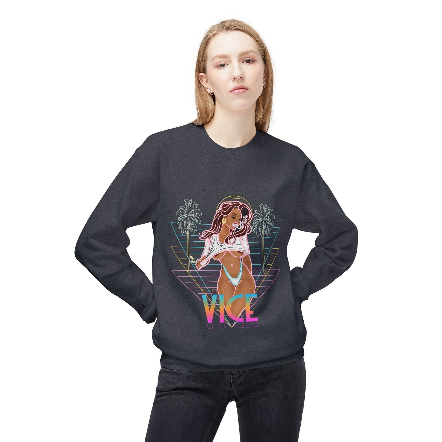 VVS Neon Vice  Unisex Fleece Crewneck Sweatshirt